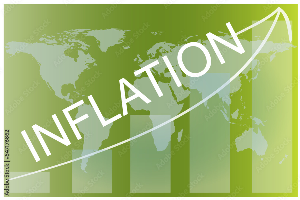 Vector illustration and chart showing rising inflation around the world ...
