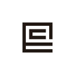 Letter c in E, square geometric symbol simple logo vector