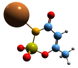 Wall Mural -  3D image of  skeletal formula - molecular chemical structure of  calorie-free sugar substitute Е950 isolated on white background
