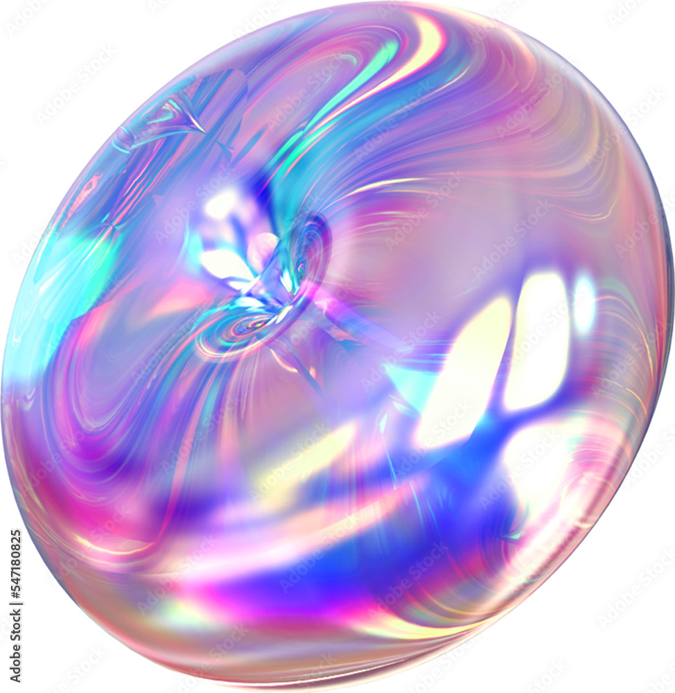 Holographic geometric shape isolated on transparent background. 3D ...
