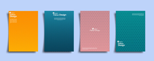 Wall Mural - Creative cover design with background geometric, pattern, vector, abstract, graphic design. Simple minimal elements in halftone vintage color, posters set.