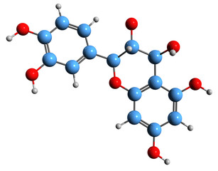 Poster -  3D image of Leucocyanidin skeletal formula - molecular chemical structure of Leucoanthocyanidol isolated on white background
