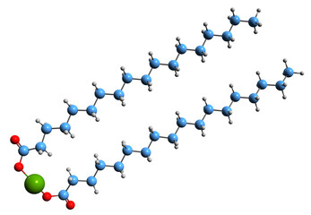 Wall Mural - 3D image of Magnesium stearate skeletal formula - molecular chemical structure of Magnesium octadecanoate isolated on white background
