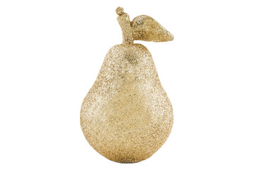 Gold pear isolated on white background.