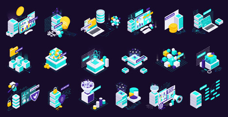 Data Economy Isometric Set
