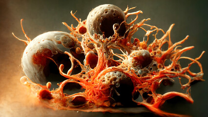 Poster - Cancer cells, growth of tumor, illustration