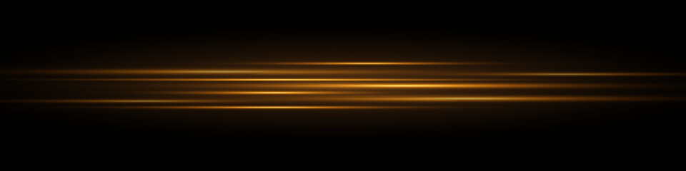 Golden light effect. Abstract laser beams of light. Chaotic neon rays of light.