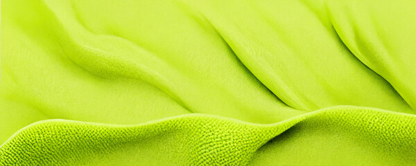 Lime green fluid wave background, spring green silky fabric, soft luxury background, generative ai