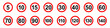 Speed Limit Sign Set. Set of generic speed limit signs with black number and red circle. Vector illustration