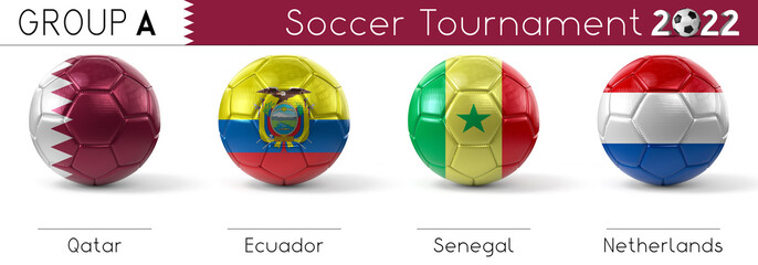 Poster - Soccer Tournament 2022 - Group A chart - 3D illustration