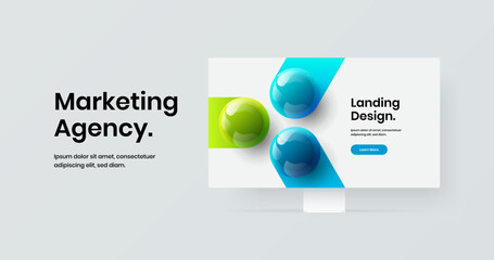 Premium computer monitor mockup site screen template. Modern web banner vector design layout.