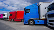 © Solarisys - Trucks at parking lot. Delivery Trucks. Cargo Shipping. Lorry. Industry Freight Truck Logistics Cargo Transport Concept.