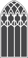 Wall Mural - Church medieval window. Old gothic style architecture element. Glyph illustration 
