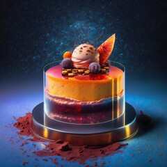 Wall Mural - Magical sci-fi space dessert. With sparkle, colors and effects. Food magic.