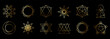 Set of gold sacred geometry symbols. Vector illustration isolated on white background
