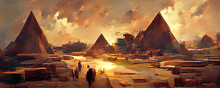 Pyramides Desert Digital Art Ai-generated