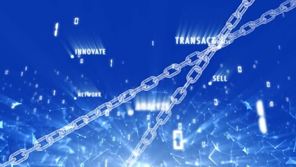 Wall Mural - digital internet block chain business cyberspace looped background.