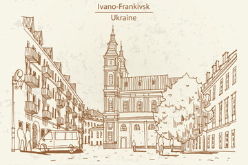 Sticker - Cathedral of the Resurrection of Christ in Ivano-Frankivsk, Ukraine