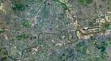 Fototapeta Londyn - Satellite view of London, United Kingdom from the space. Elements of this image furnished by NASA.