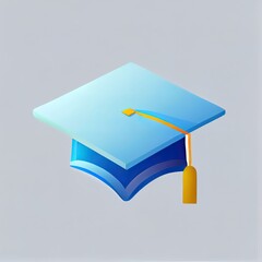 Wall Mural - College cap, graduation cap, mortar board. Education, degree ceremony concept. 3d 2d illustrated icon. Cartoon minimal style.