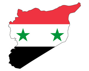 Wall Mural - Syria map with flag - outline of a state with a national flag