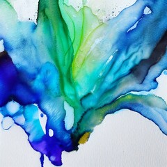 Wall Mural - Artistic blue watercolor splash effect template