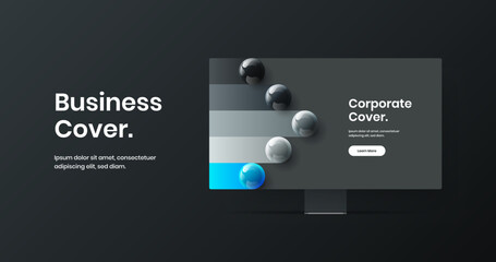 abstract computer monitor mockup landing page illustration. unique website design vector template.