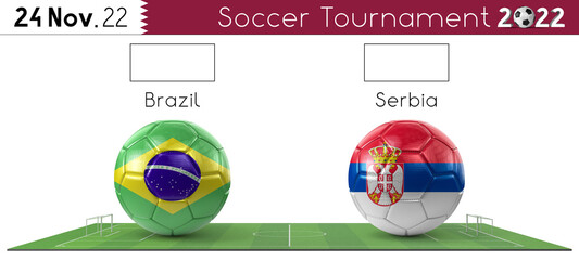 Canvas Print - Brazil and Serbia soccer match - Tournament 2022 - 3D illustration