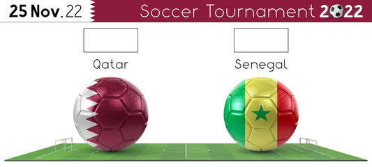 Sticker - Qatar and Senegal soccer match - Tournament 2022 - 3D illustration