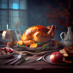 Wall Mural - Turkey and Thanksgiving dinner