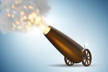Golden Cannon Firing - 3d Rendering