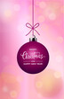 Weinrote Weihnachtskugel mit Grüße, 
Vektor Illustration isoliert auf weißem Hintergrund
