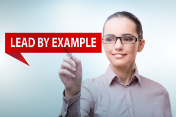 businesswoman in lead by example concept