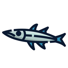 Wall Mural - Barracuda fish icon, filled outline style. Isolate on transparency background