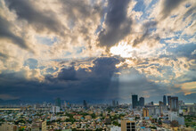 Dramatic Cloud Formations And Lighting Over The City Skyline Of Da Nang, Vietnam