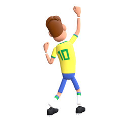 Wall Mural - Brazil football player 3D character goal celebration. Cartoon character as Brazilian soccer team.