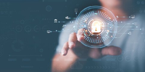 Wall Mural - password privacy authentication and authentication, access to cybersecurity information,businessman 