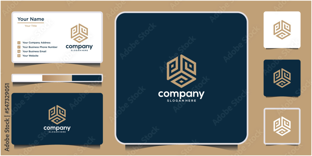 Geometric letter p hexagon logo design company Stock Vector | Adobe Stock