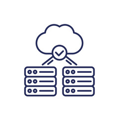 Wall Mural - servers and cloud solutions line icon