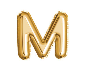 Wall Mural - Gold alphabet M air balloon for baby shower celebrate decoration party on transparent background