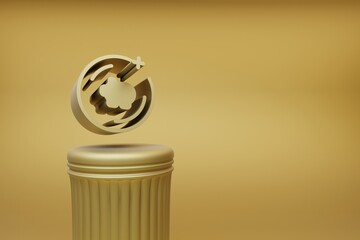 Poster - Beautiful abstract illustrations Golden money box Coin  symbol icons on a golden column and wonderful background. 3d rendering illustration. Background pattern for design.