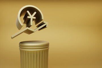 Poster - Beautiful abstract illustrations Golden Yuan Price arrow UP symbol icons on a golden column and wonderful background. 3d rendering illustration. Background pattern for design.