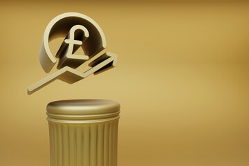 Poster - Beautiful abstract illustrations Golden Pound Price arrow UP symbol icons on a golden column and wonderful background. 3d rendering illustration. Background pattern for design.