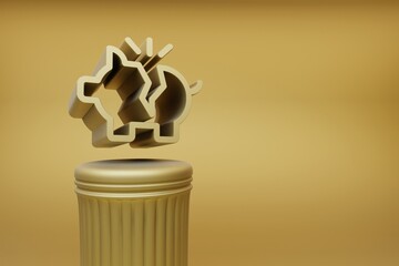 Leinwandbilder - Beautiful abstract illustrations Golden Economic Crisis  symbol icons on a golden column and wonderful background. 3d rendering illustration. Background pattern for design.