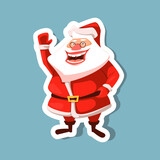 Fototapeta Na ścianę - Christmas sticker. Smiling Santa Claus with glasses.