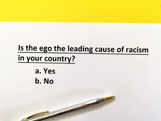 Wall Mural - Questionnaire about racism