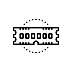 Black line icon for ram 