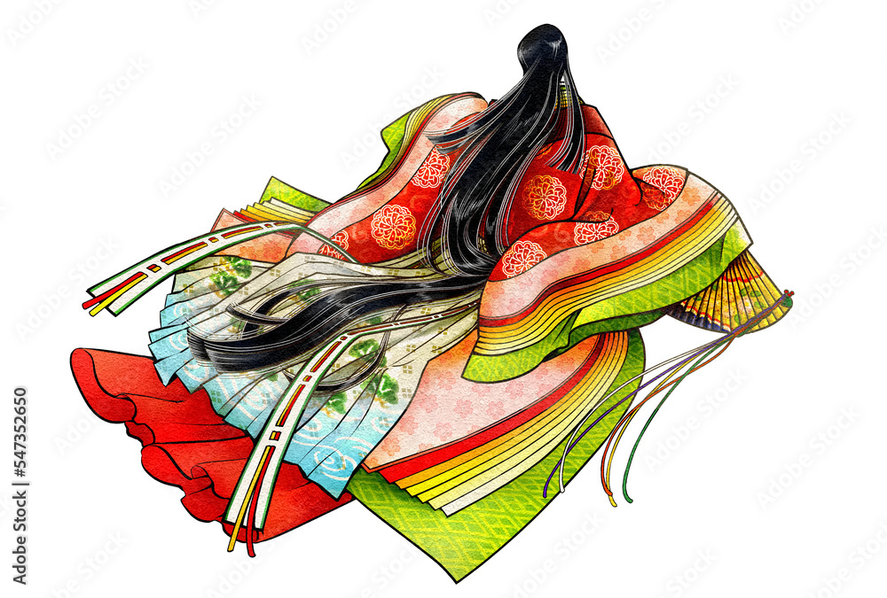 十二単姿の女性（後ろ姿） Stock Illustration | Adobe Stock