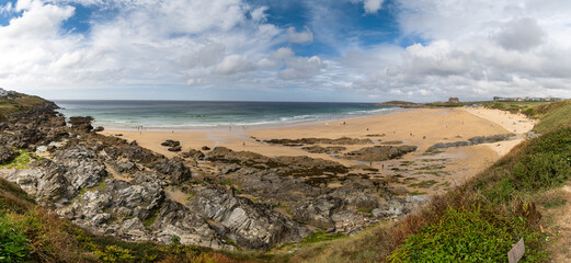 Poster - panorama landscape of Fistral Beach in Newquay on a sunny late summer day