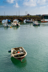 Sticker - vertical view of the Folkestone Harbour with many boats at anchor